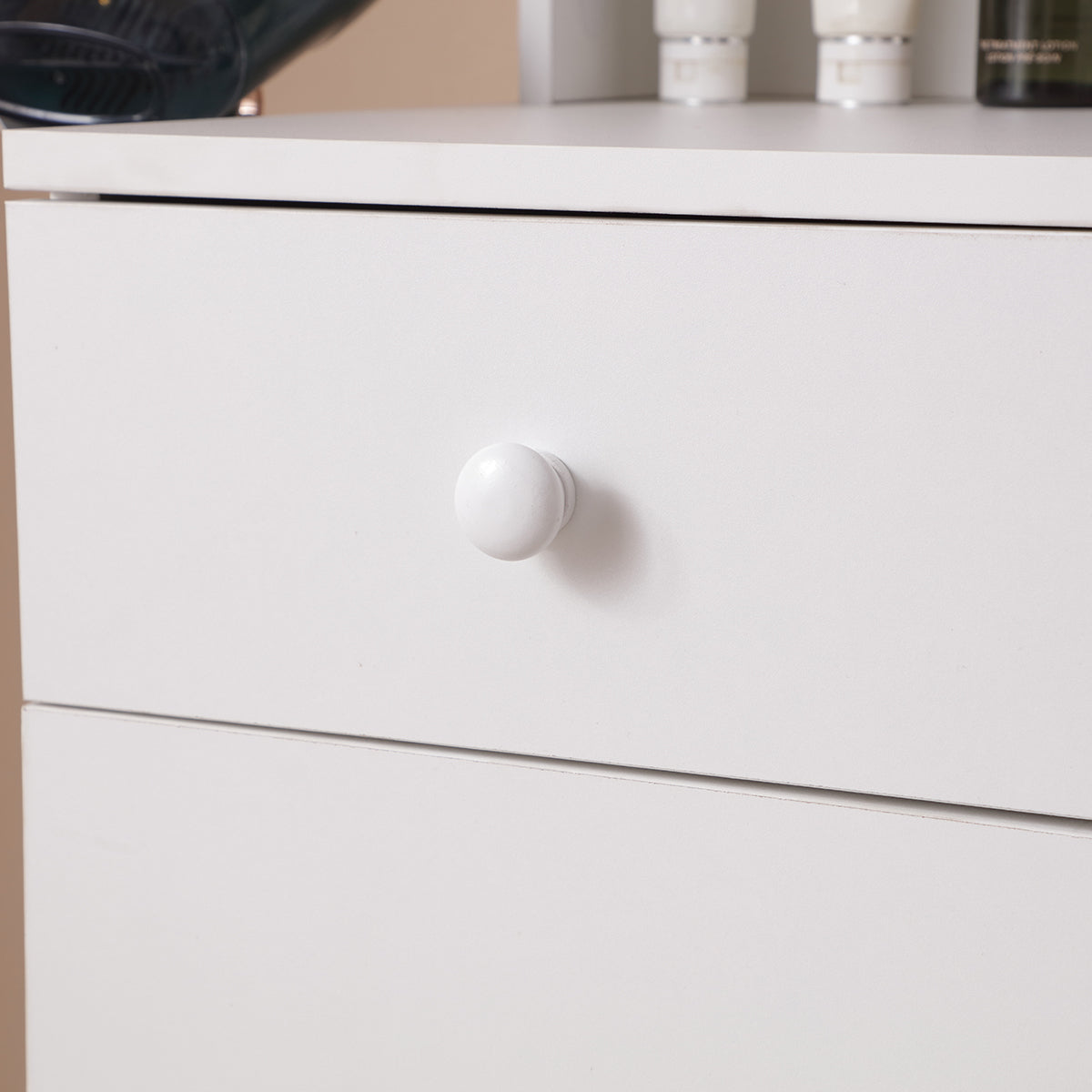 White Vanity Desk w/ Lighted Mirror & Drawers-American Furniture Outlet