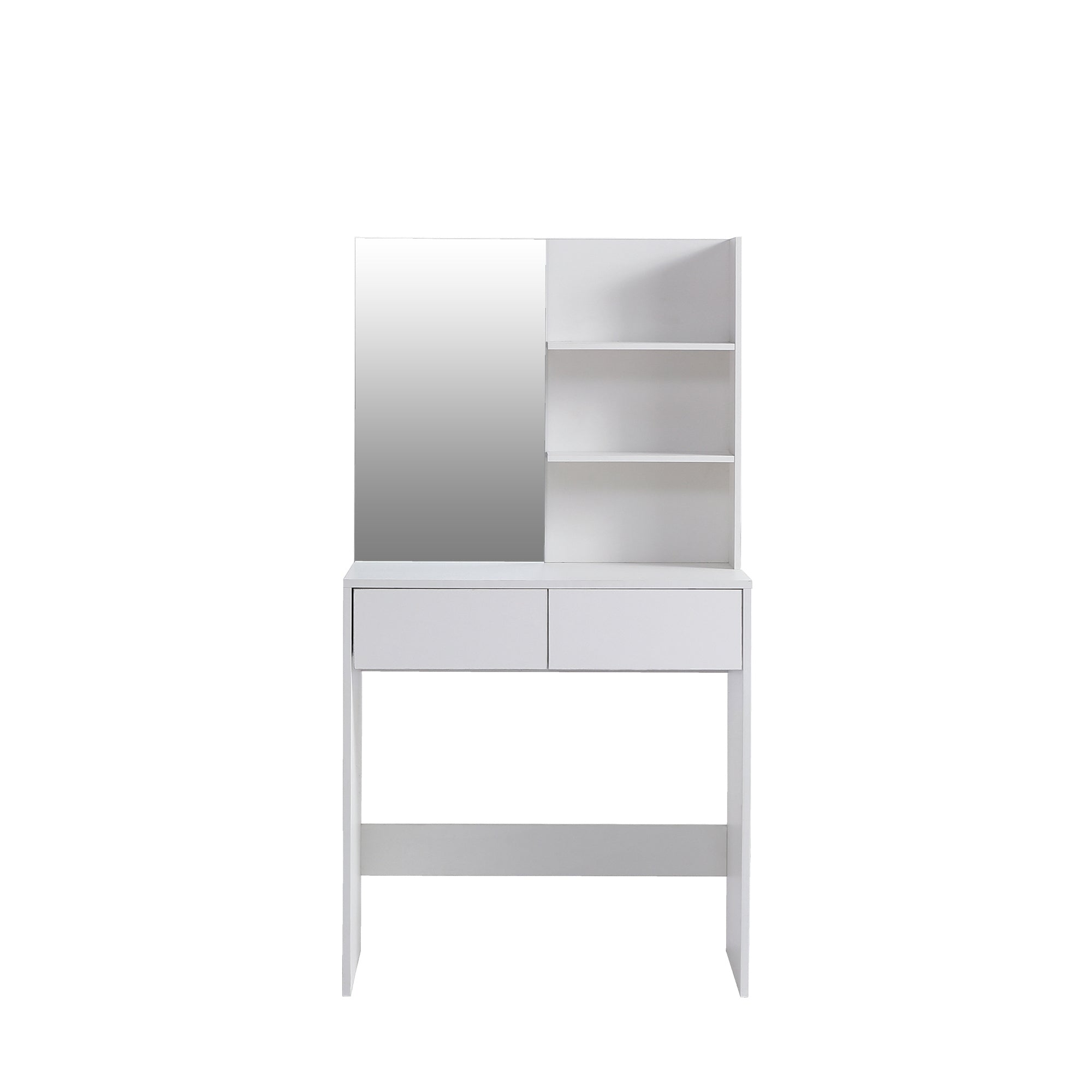 White Vanity Desk w/ Mirror & 2 Drawers-American Furniture Outlet