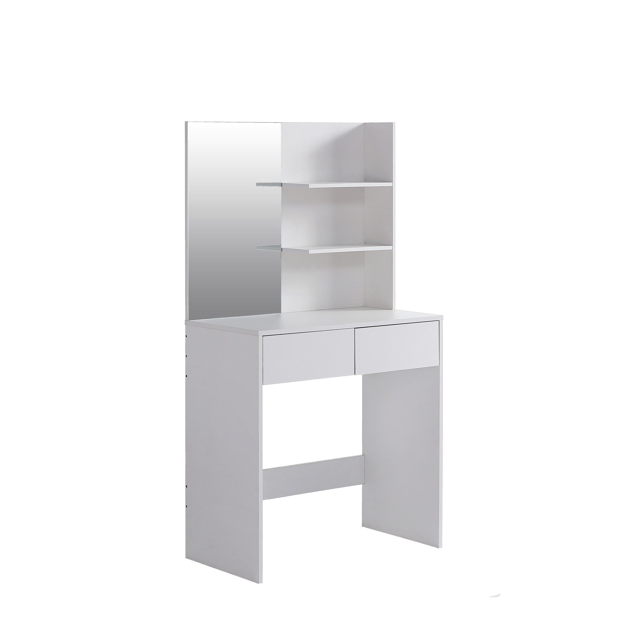 White Vanity Desk w/ Mirror & 2 Drawers-American Furniture Outlet