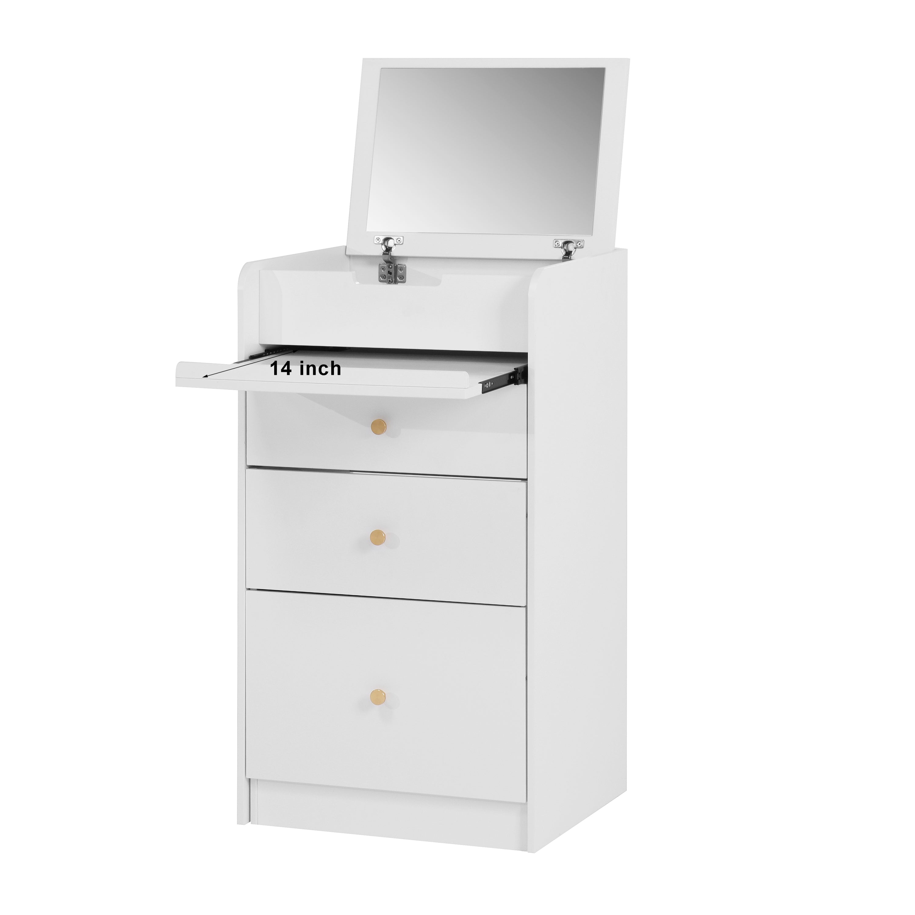 White Vanity Desk with Mirror & Drawers-American Furniture Outlet