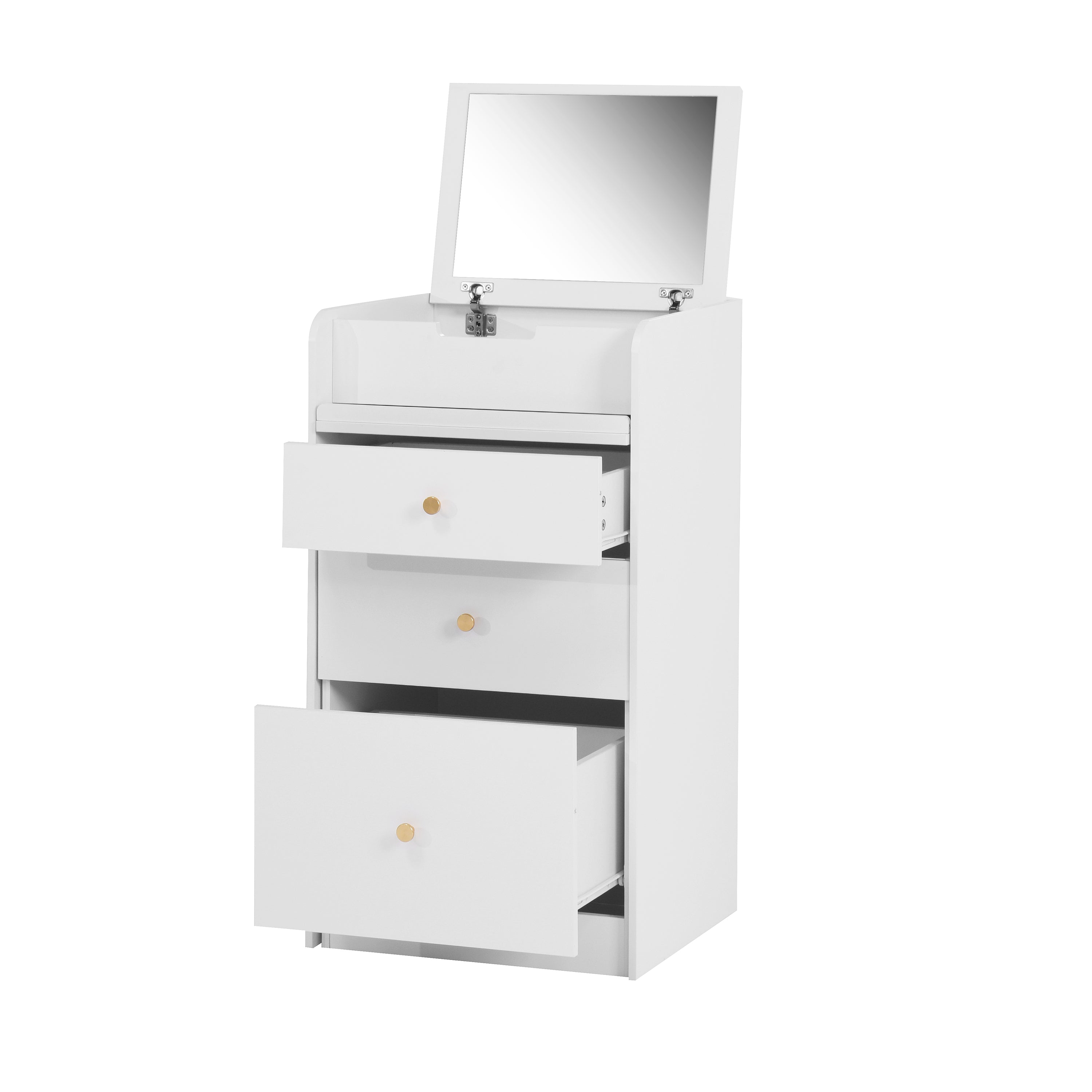 White Vanity Desk with Mirror & Drawers-American Furniture Outlet