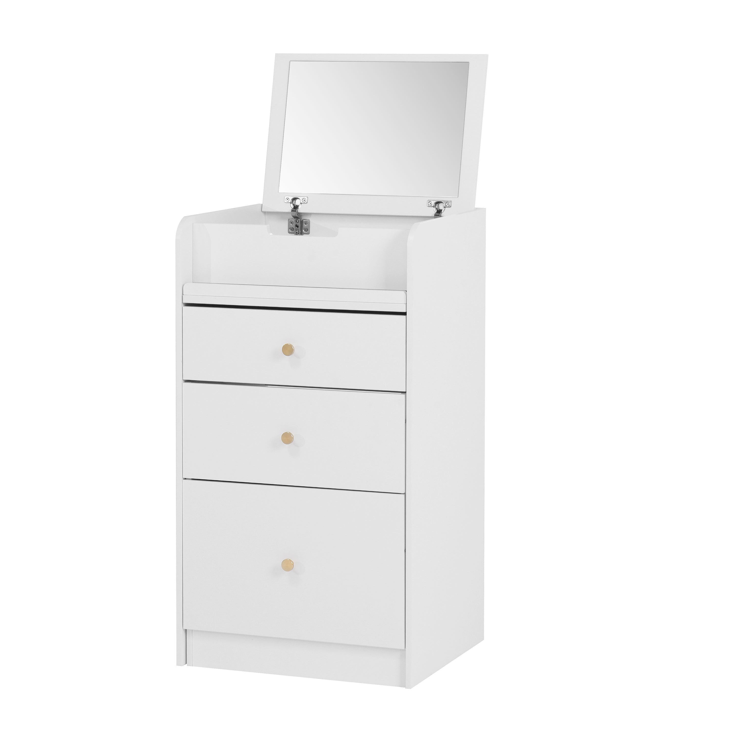 White Vanity Desk with Mirror & Drawers-American Furniture Outlet