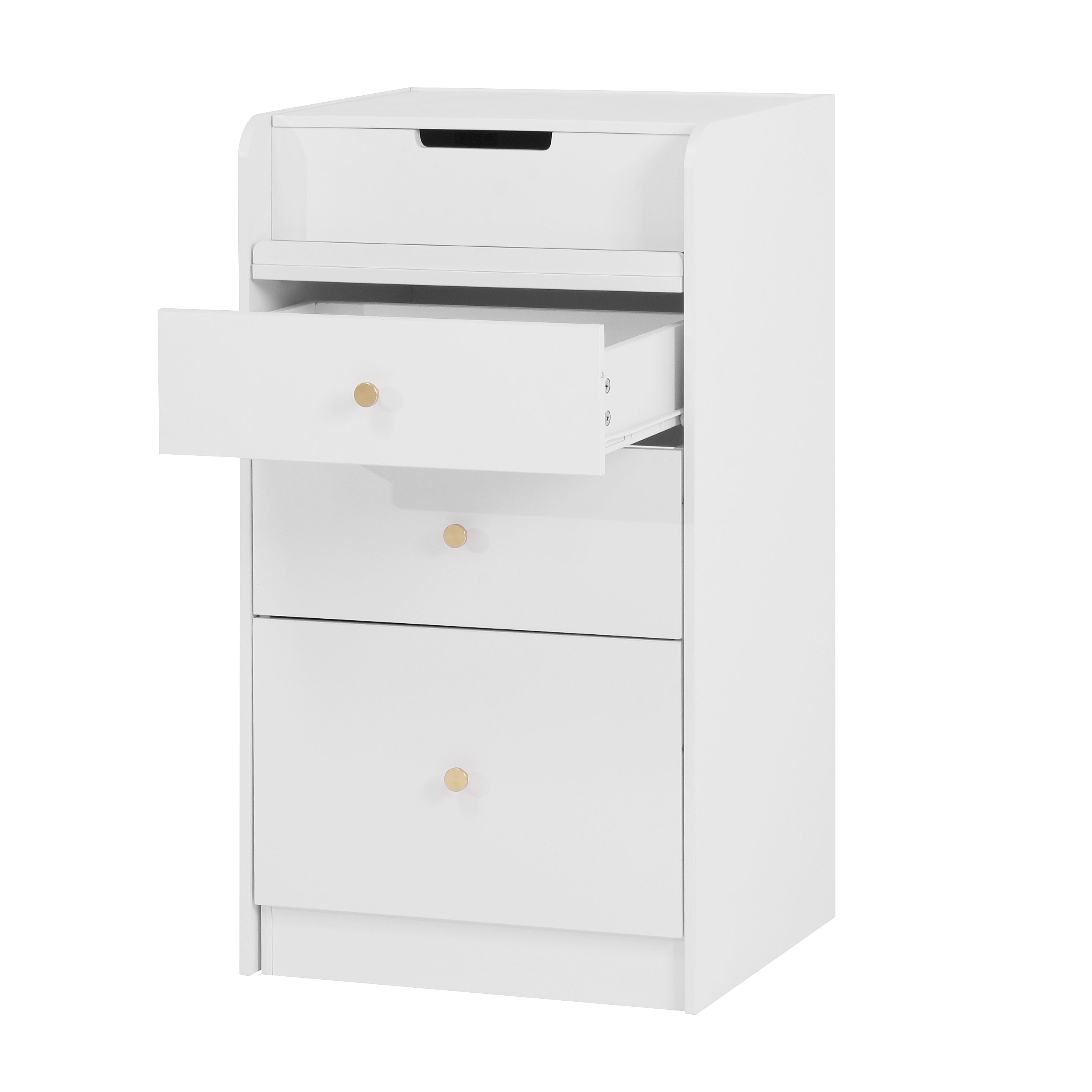 White Vanity Desk with Mirror & Drawers-American Furniture Outlet