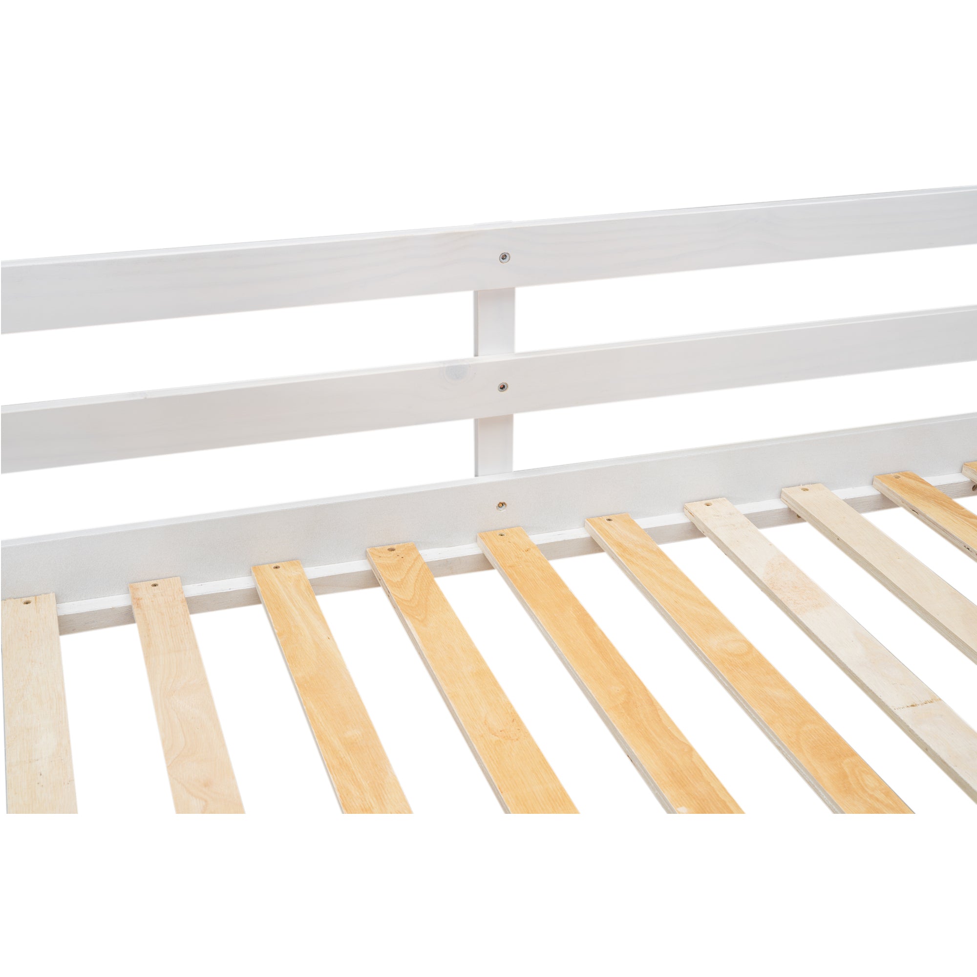 White Wood Twin XL Over Queen Bunk Bed with Ladder-American Furniture Outlet