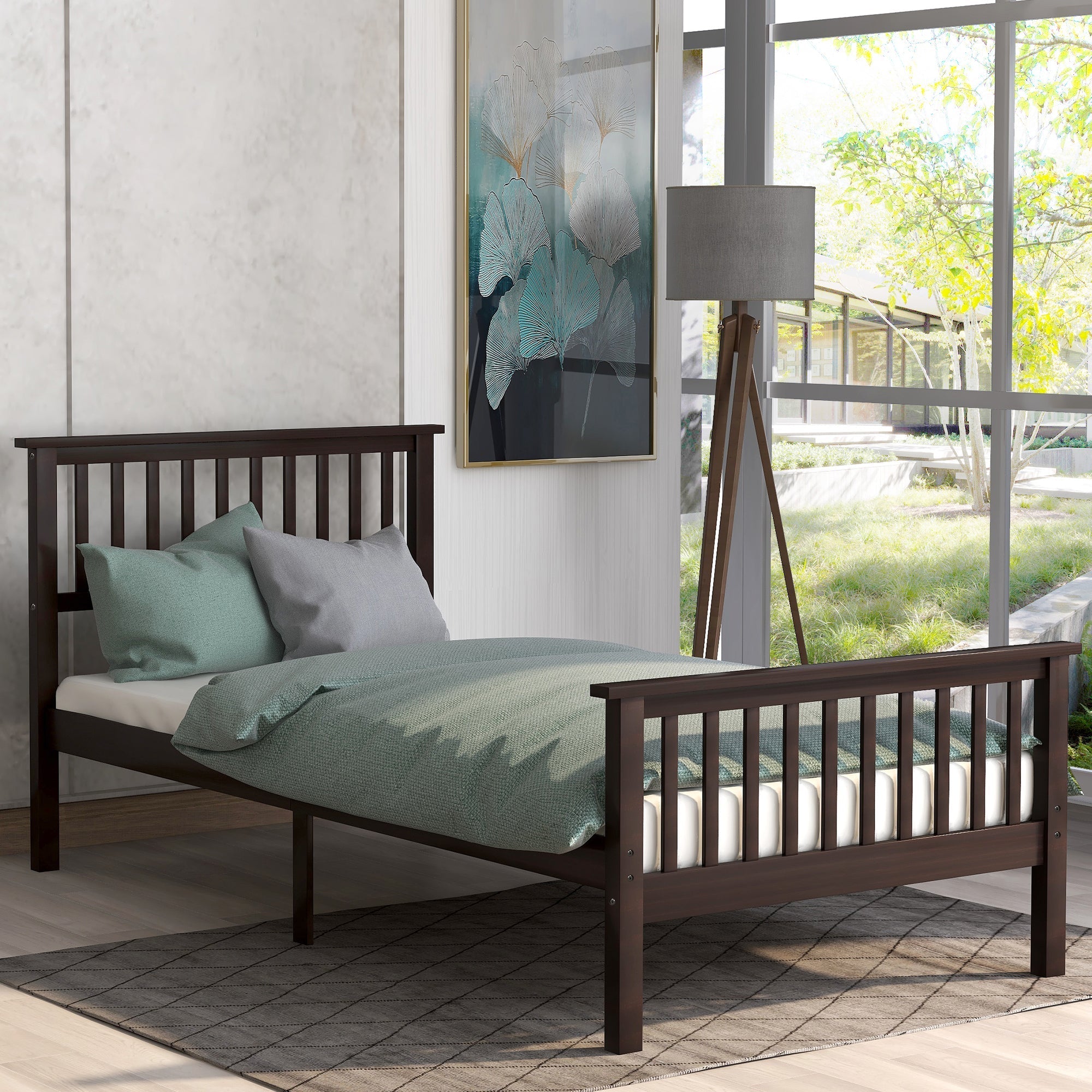 Wood Twin Platform Bed w/ Headboard & Footboard-American Furniture Outlet