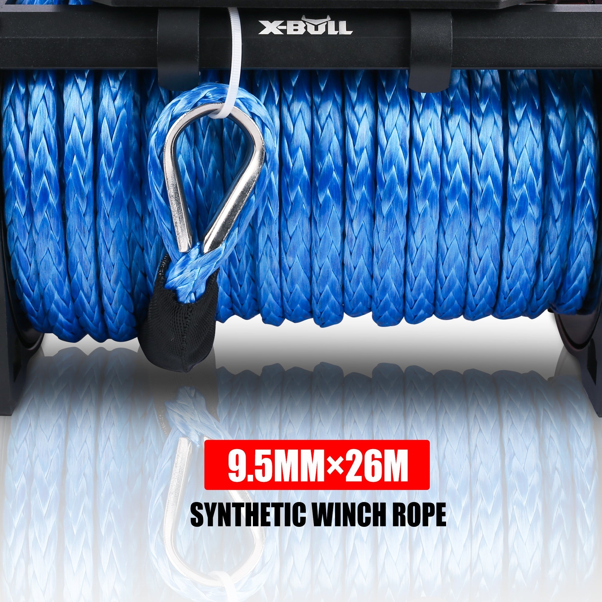 X-BULL Electric Winch 13000 lbs 12V: Synthetic Blue Rope Upgrade - Black-American Furniture Outlet