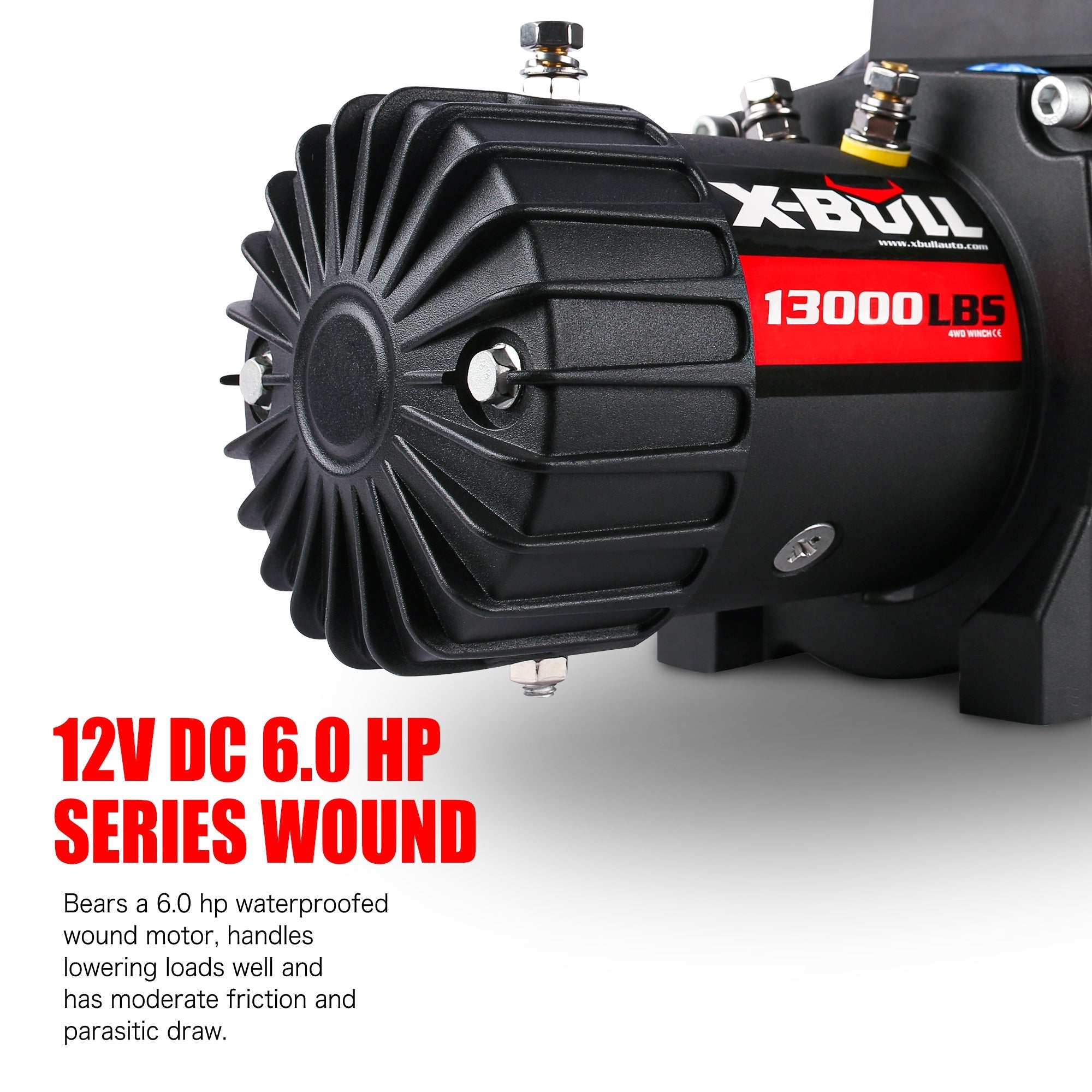 X-BULL Electric Winch 13000 lbs 12V: Synthetic Blue Rope Upgrade - Black-American Furniture Outlet