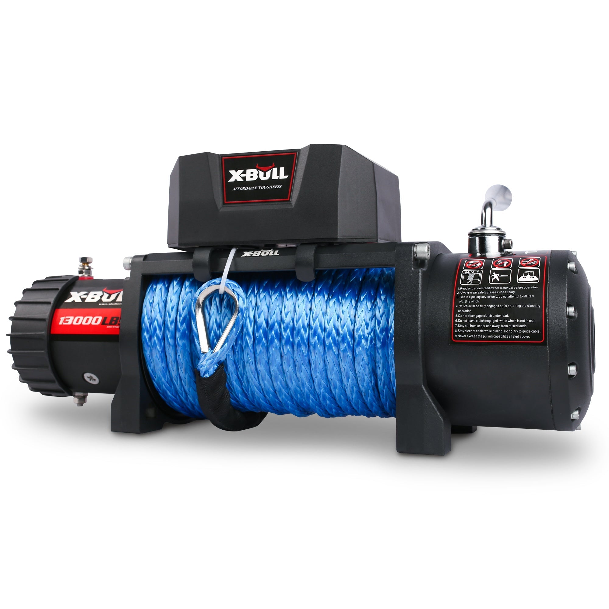 X-BULL Electric Winch 13000 lbs 12V: Synthetic Blue Rope Upgrade - Black-American Furniture Outlet