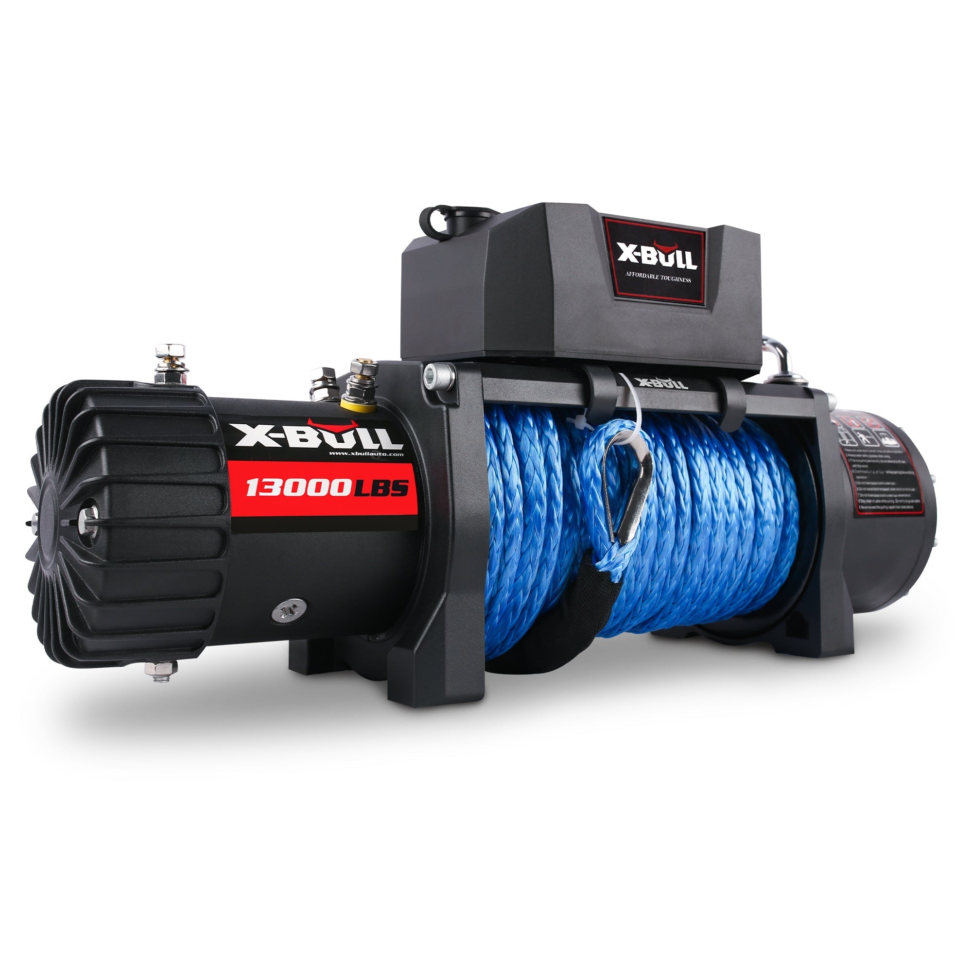 X-BULL Electric Winch 13000 lbs 12V: Synthetic Blue Rope Upgrade - Black-American Furniture Outlet
