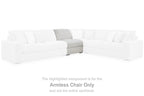 Light gray armless chair section for a sectional with padded back and seat.