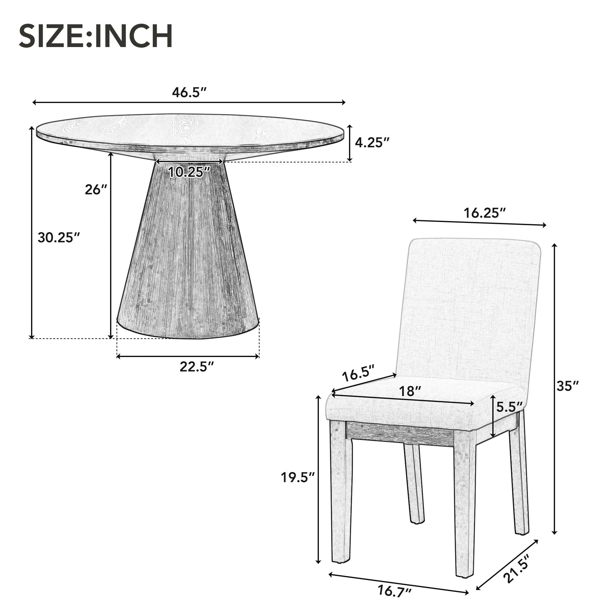 5-Piece Retro Round Dining Set (Black)