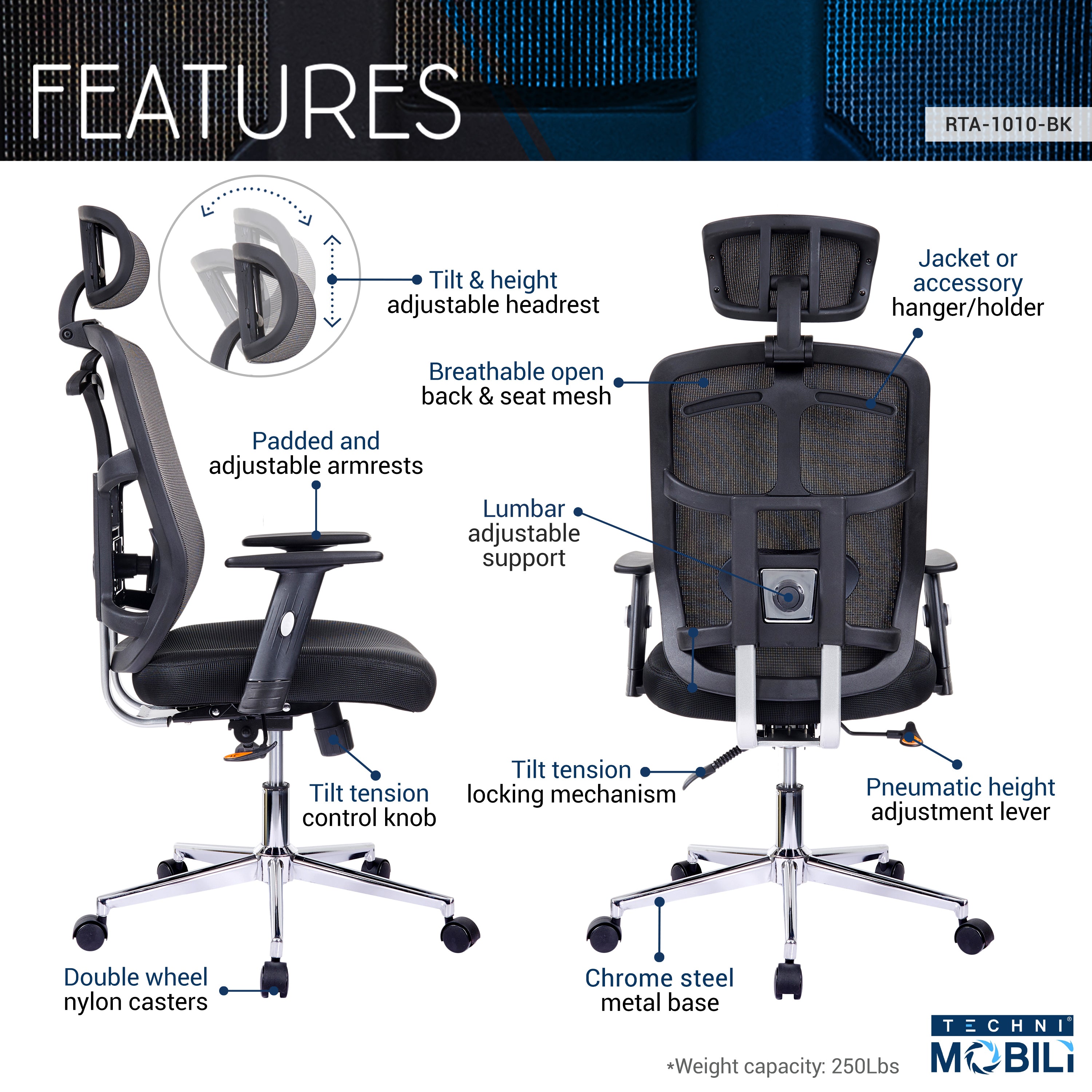 High Back Mesh Office Chair w/ Lumbar Support