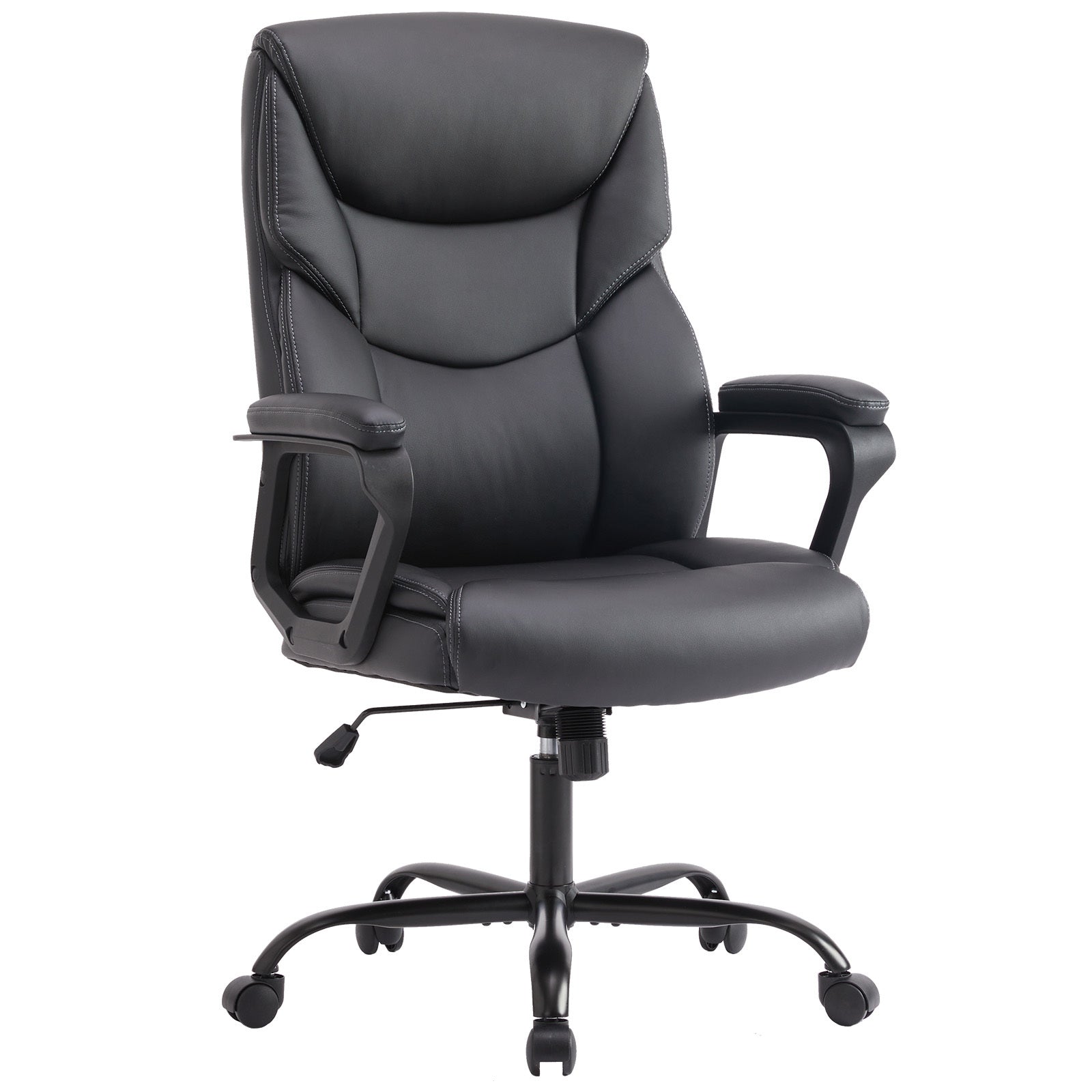 Ergonomic PU Leather Desk Chair with Armrests