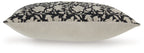 Black floral pillow with beige reverse and stitched border