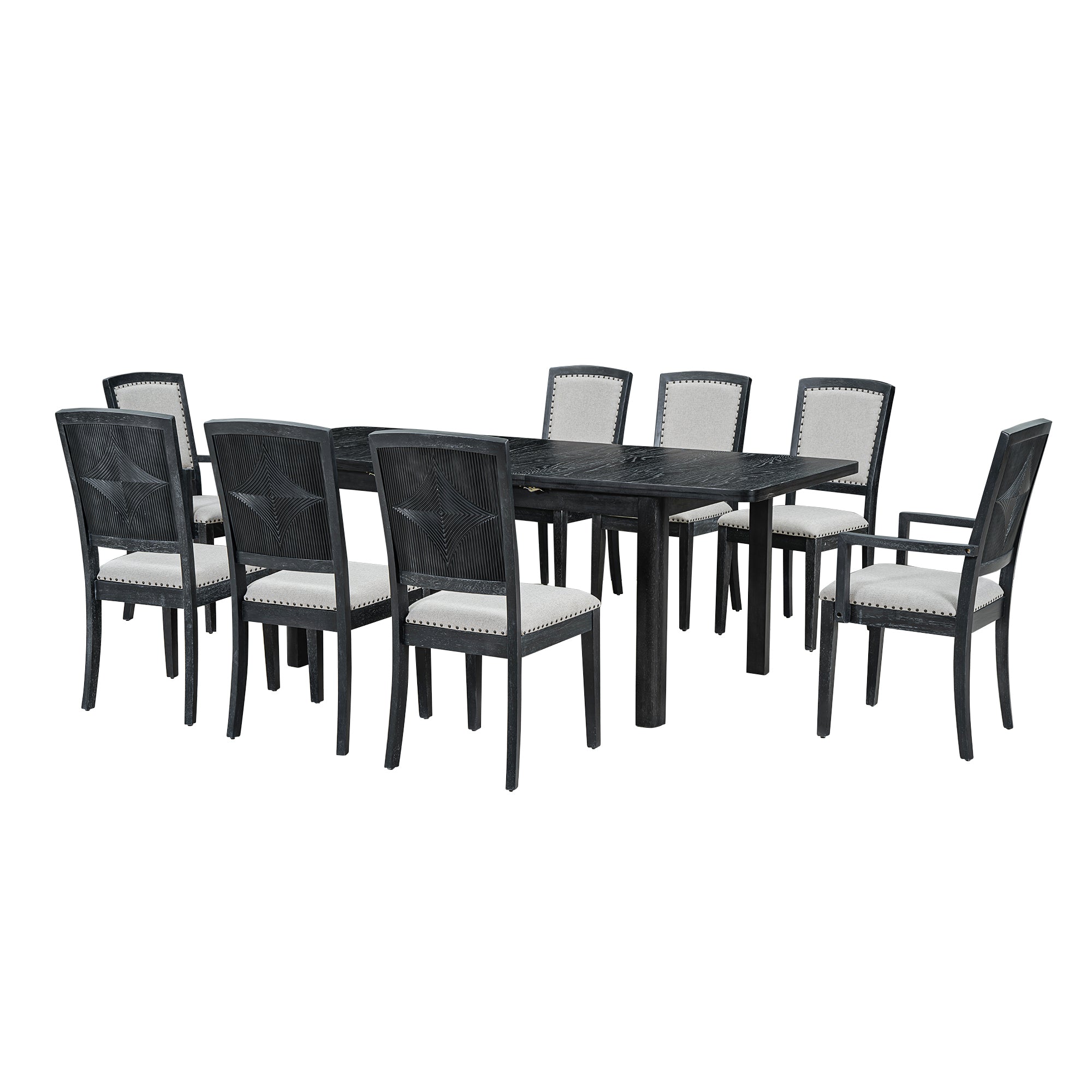 Rustic Farmhouse 9-Piece Extendable Dining Set