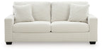 Greenbriar sofa in white textured fabric, three back cushions, two seat cushions