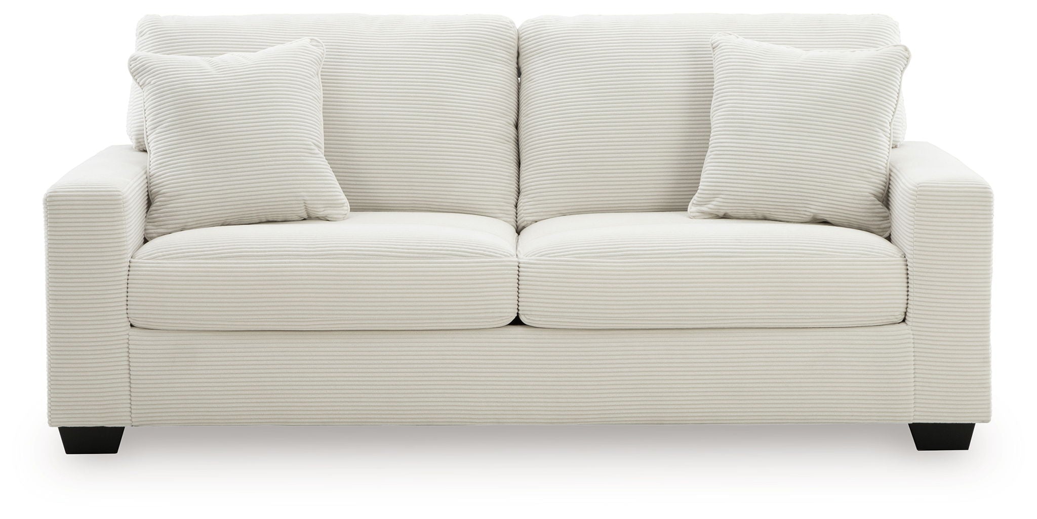 Greenbriar sofa in white textured fabric, three back cushions, two seat cushions