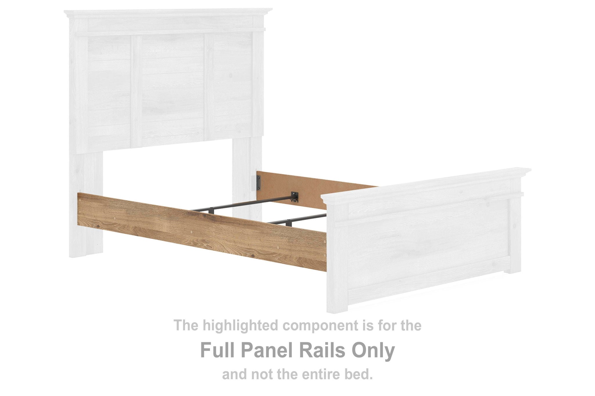 Tan full panel rail with white end brackets and wooden beam