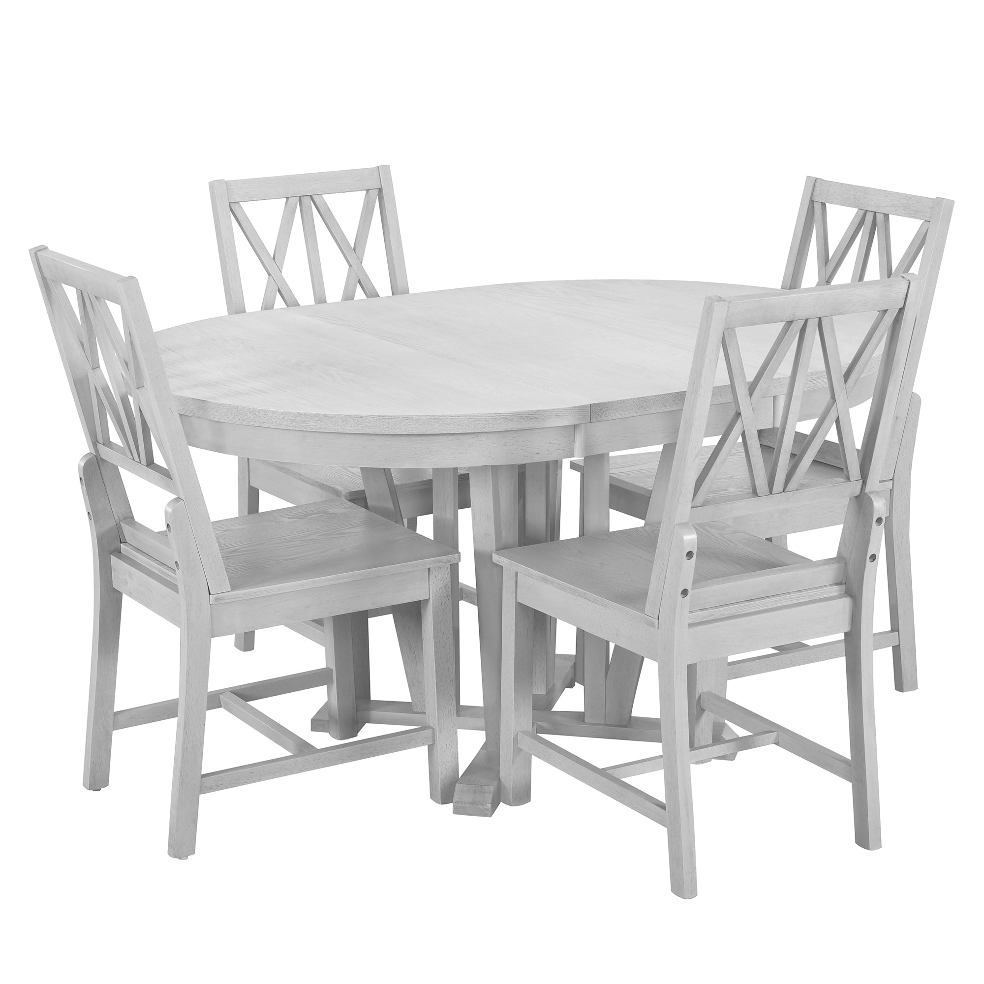 Rustic Round Dining Table Set - 5 Piece Gray