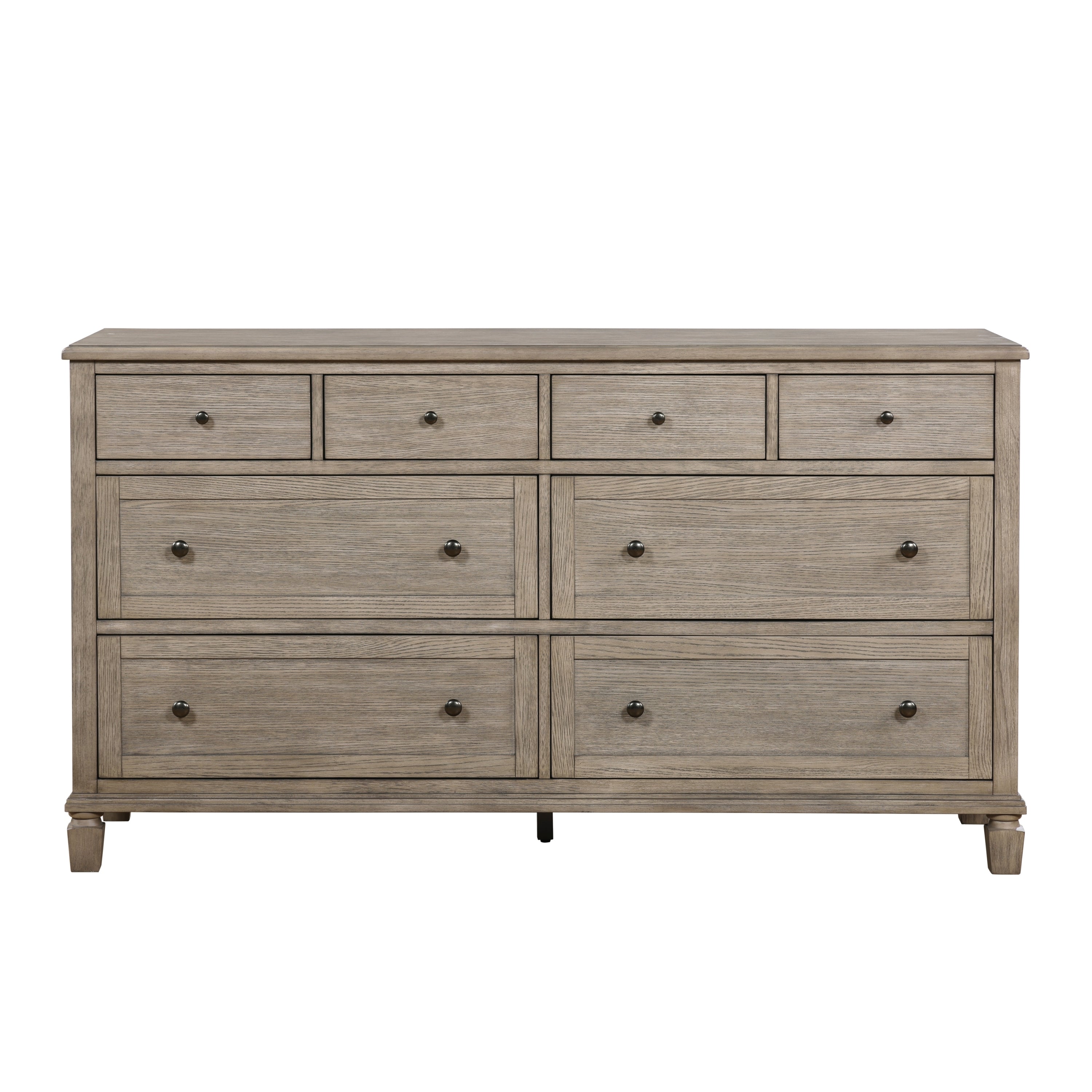 Gray Oak 8-Drawer Dresser - Classic Transitional Bedroom Furniture