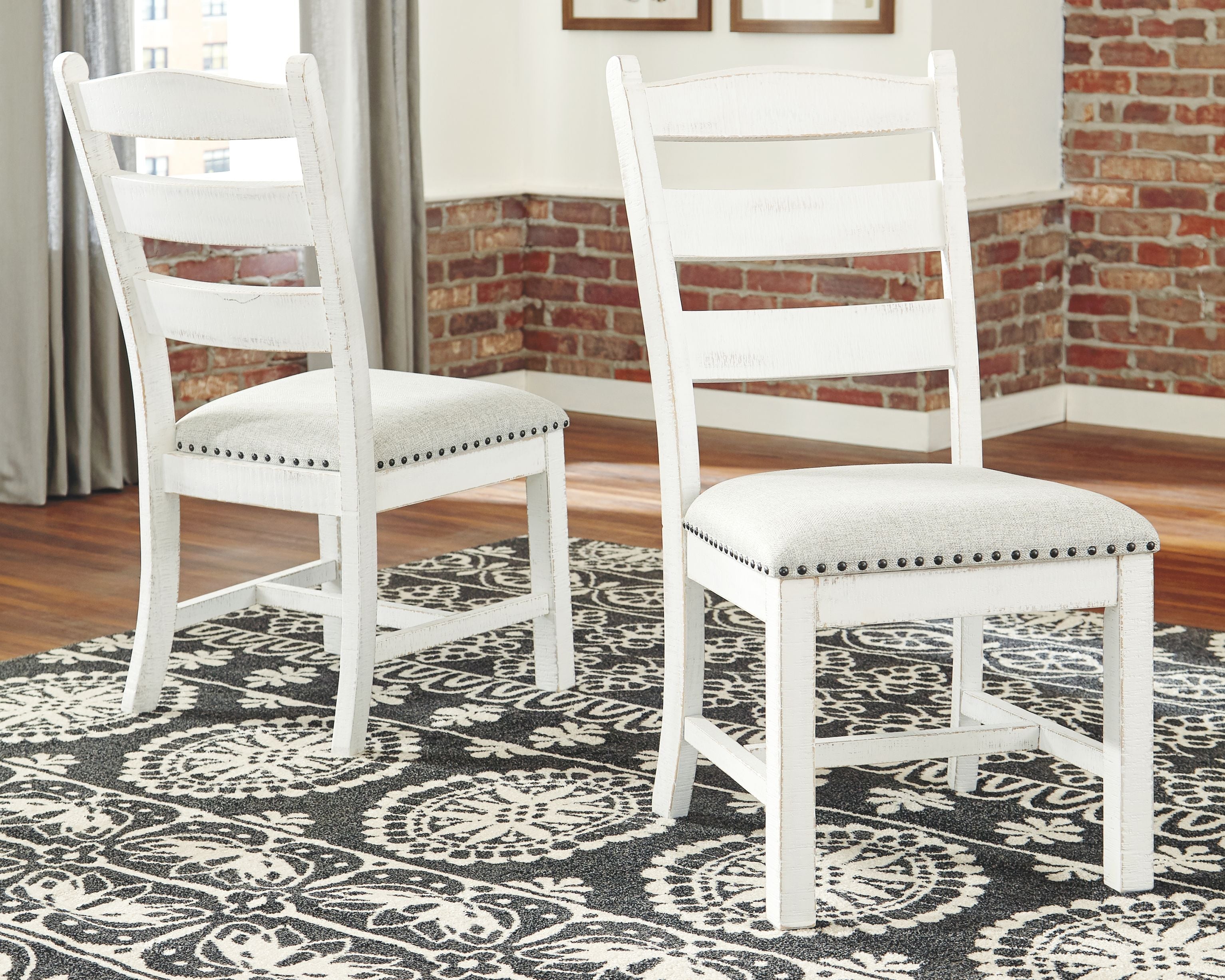 Valebeck Dining Side Chair - Beige & White Linen (Set of 2)