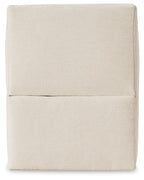 Upholstered console with storage, oyster-beige, simple padded square silhouette