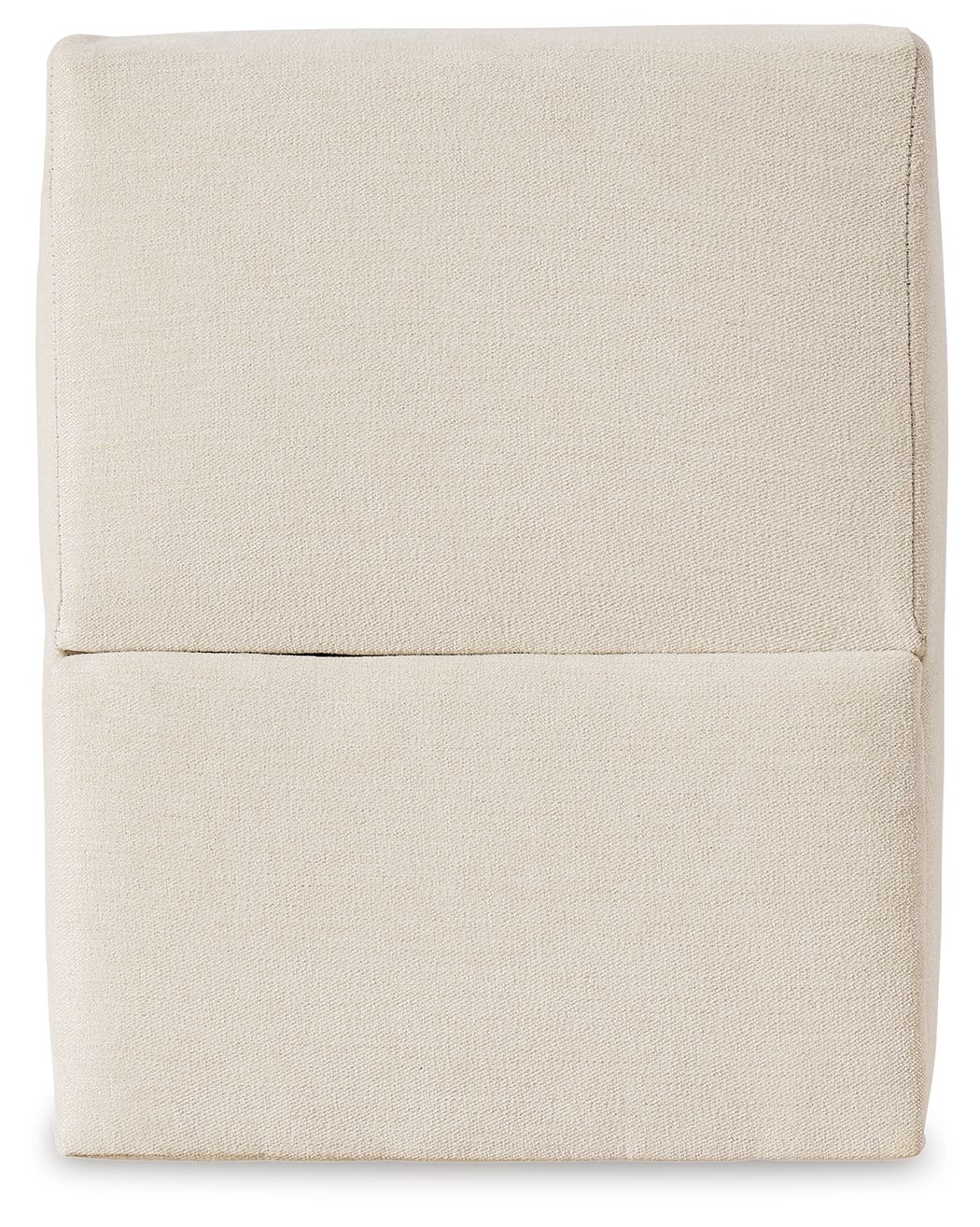 Upholstered console with storage, oyster-beige, simple padded square silhouette