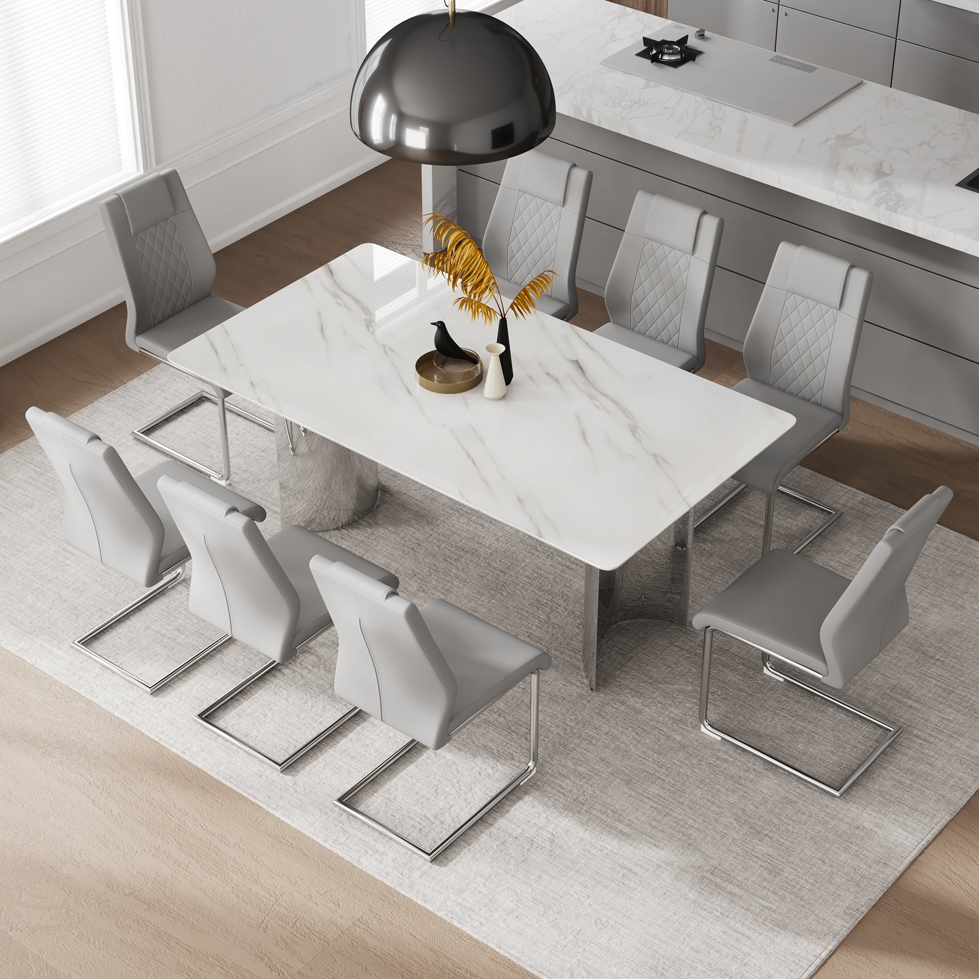 Modern Marble Dining Table & Chairs Set - DT-69