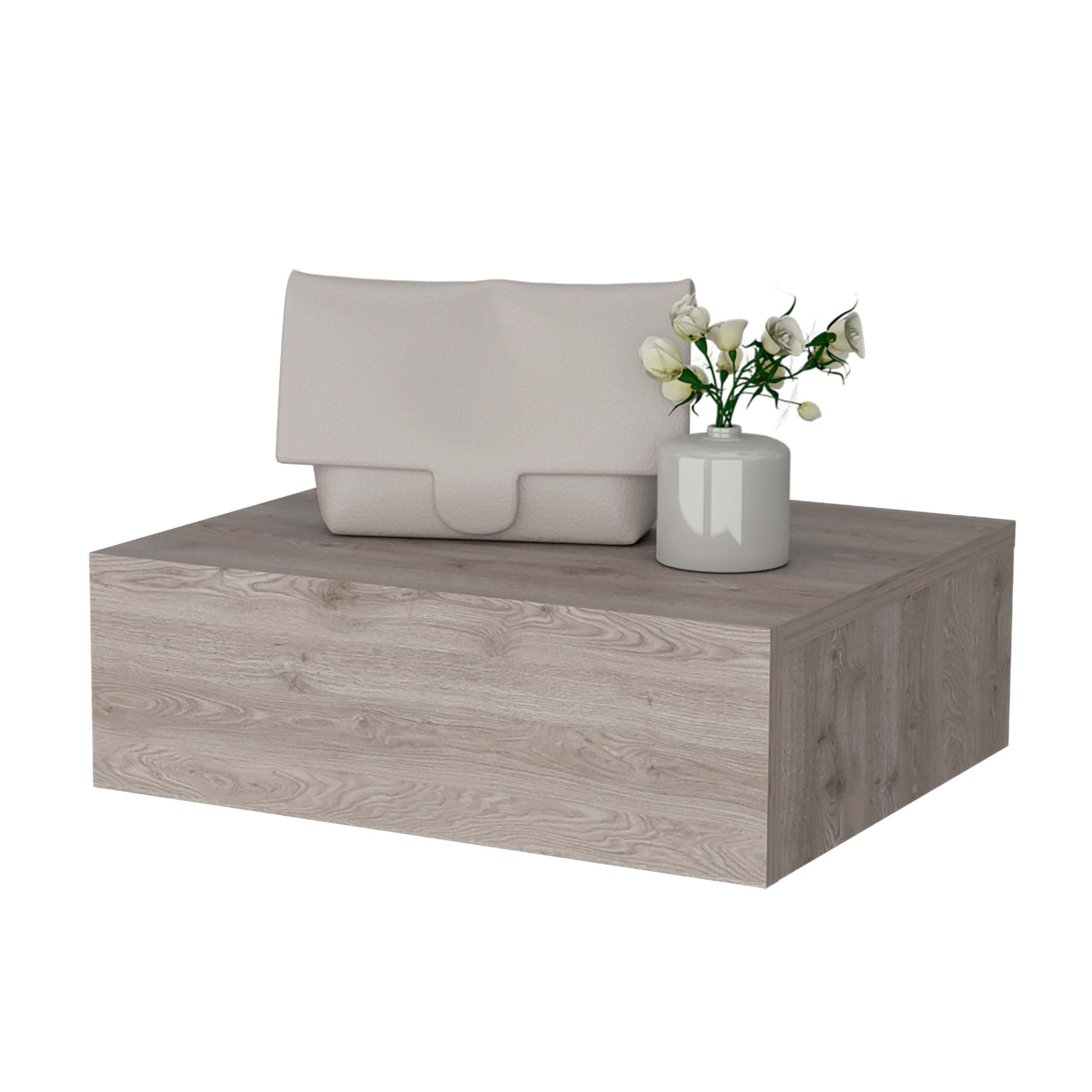 Light Gray Floating Nightstand - Wall Mounted