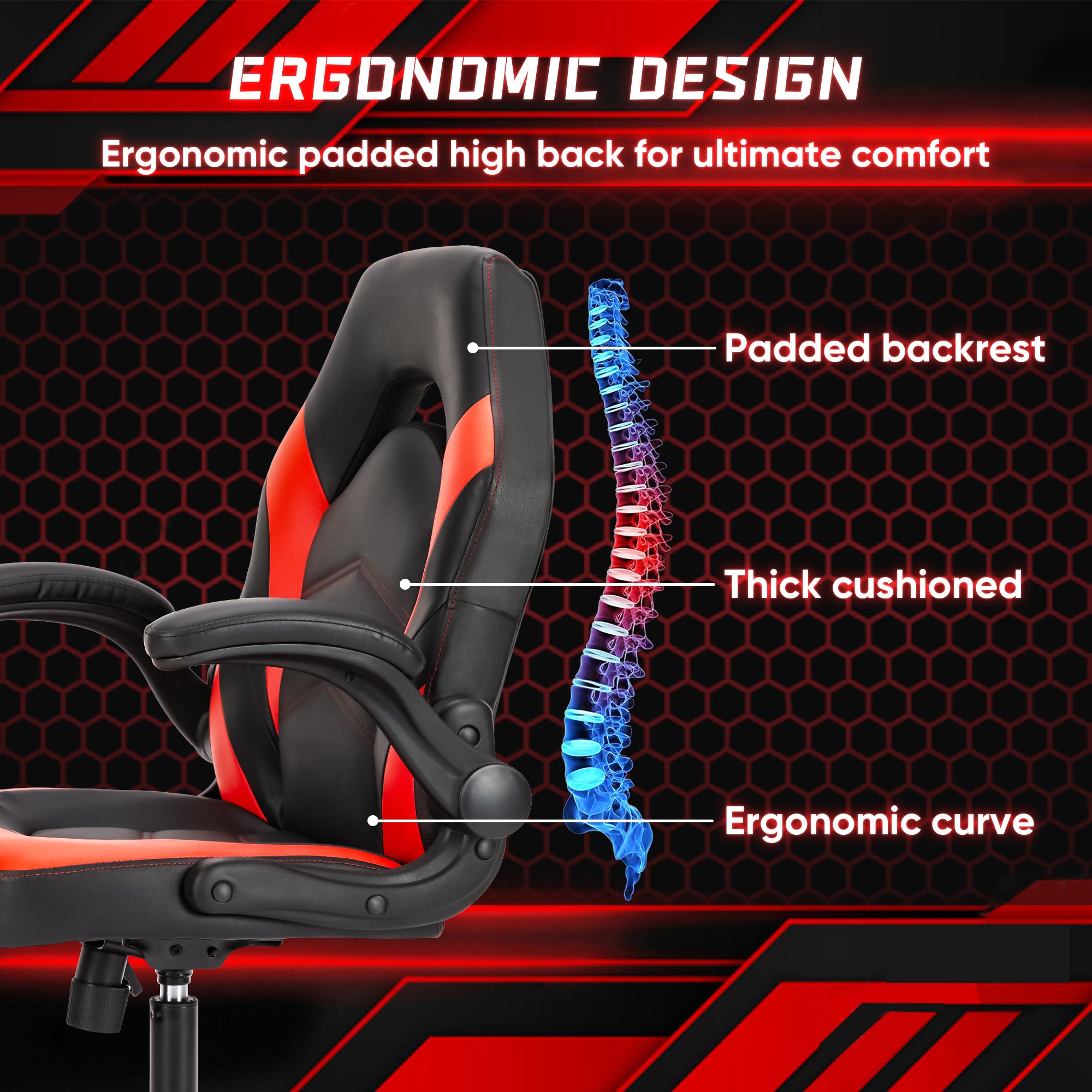 Gaming Chair Ergonomic Office Desk Chair PU Leather