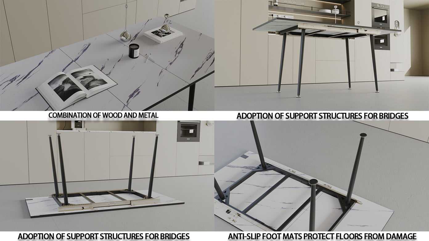 47"-63" Extendable Dining Table Set for 2-6