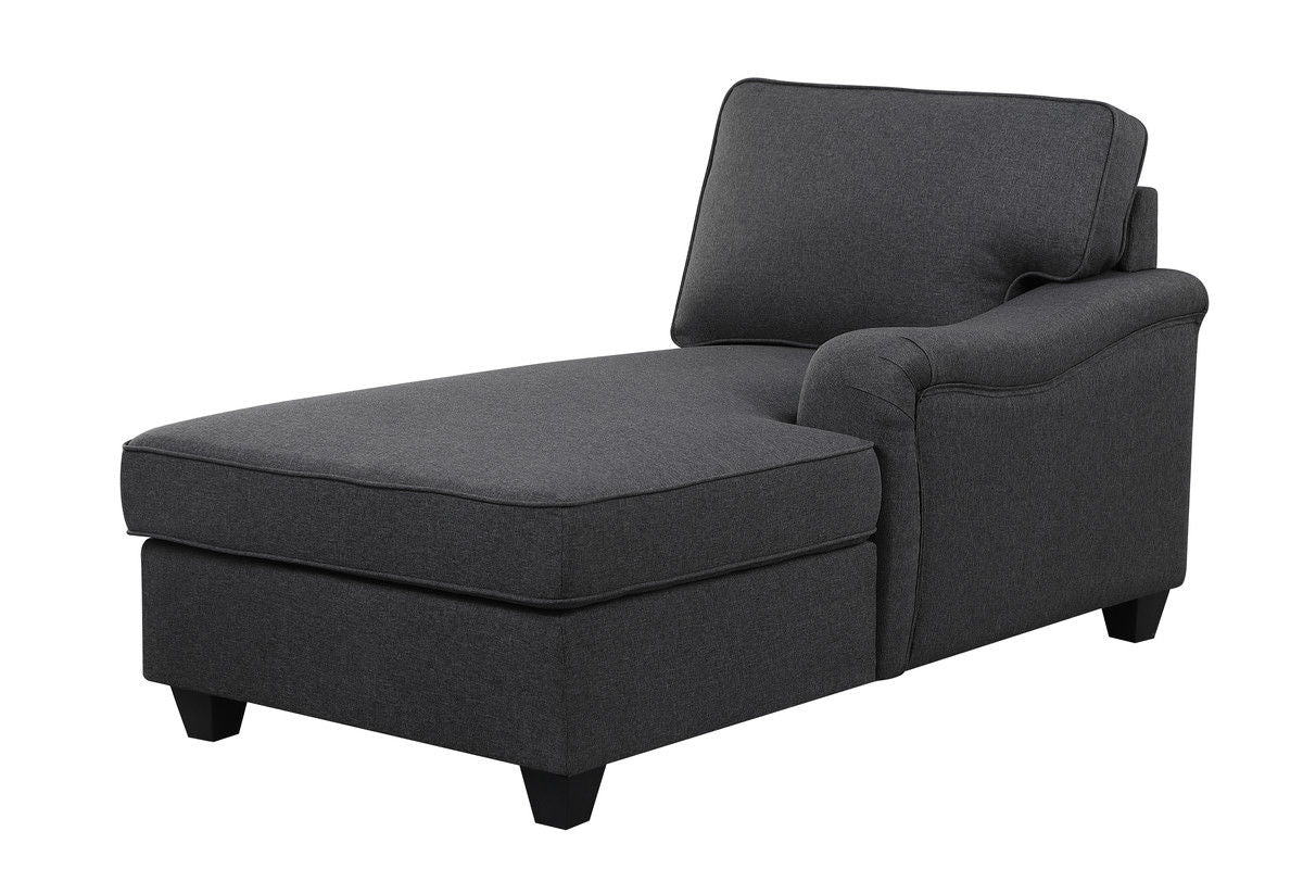 Leo -Linen Double Chaise 4 Piece Modular Sectional Sofa - Dark Gray