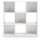 White cube organizer with 9 open cubbies in a three-by-three layout, front view