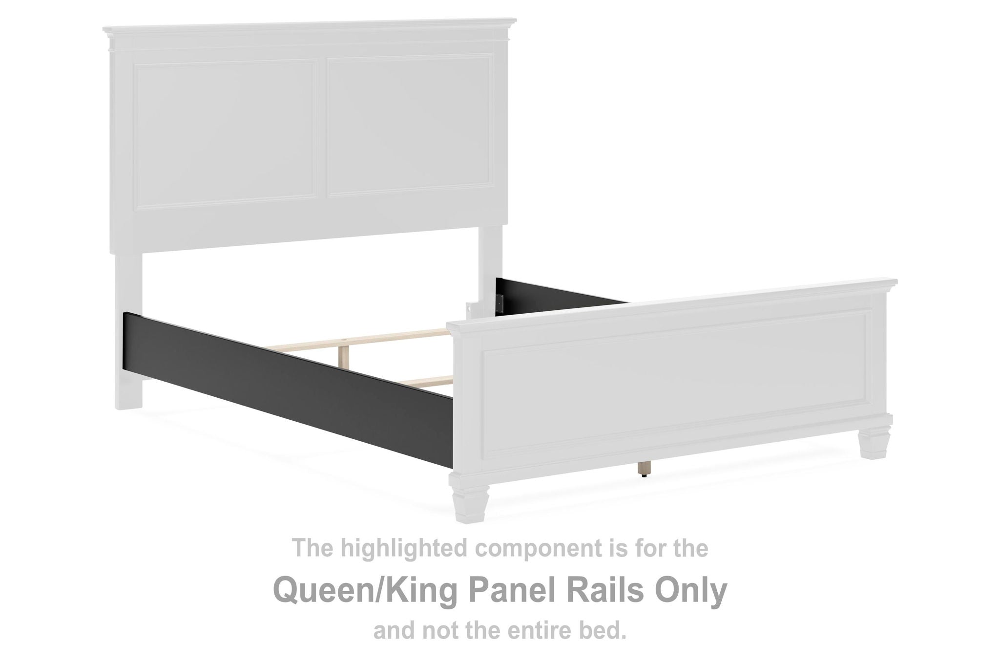 Black queen/king panel rails for bed frame, side rail panels