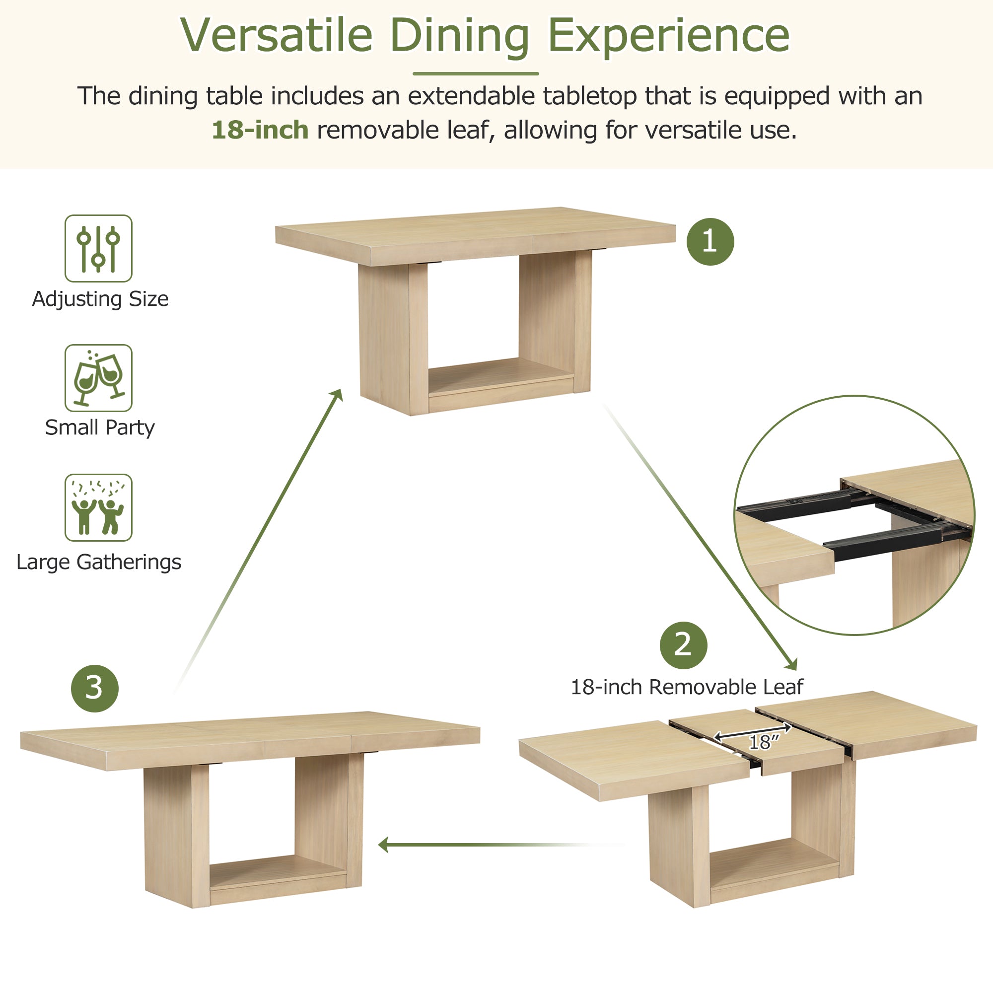 78" Extendable Dining Table Set, 6-Piece