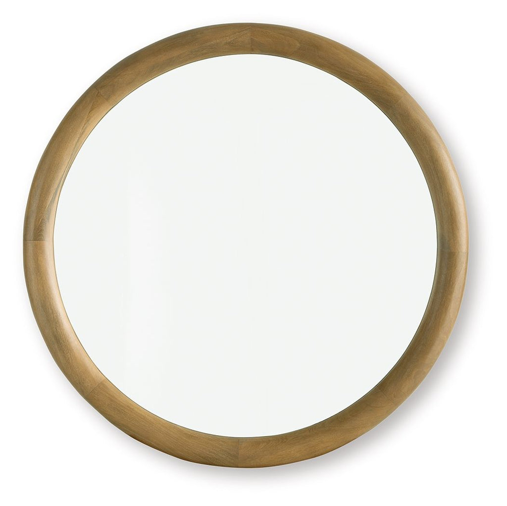 Yadiel brown oval accent mirror with wood-look frame