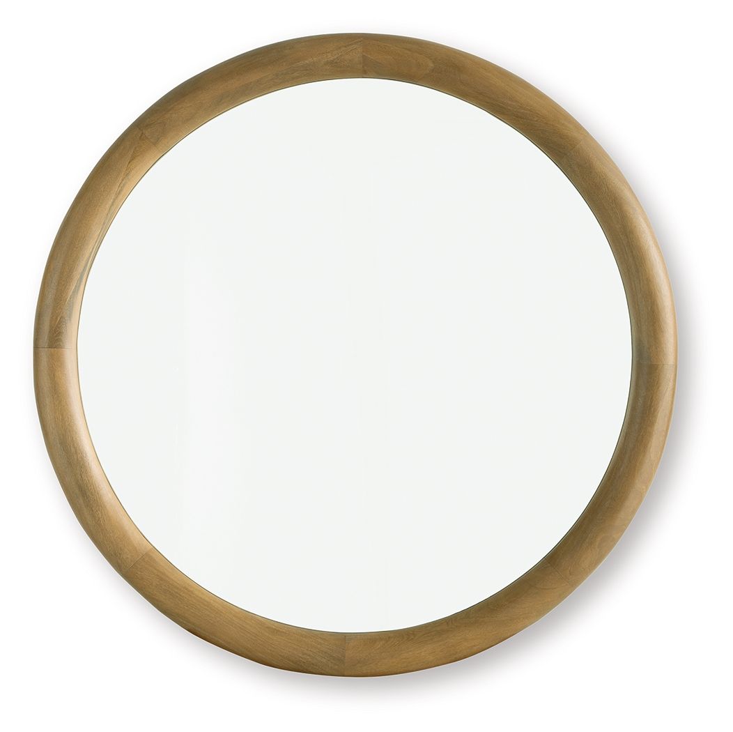 Yadiel brown oval accent mirror with wood-look frame