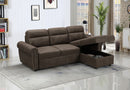 Reversible Sleeper Sectional Sofa w/ Chaise Saddle Brown Microfiber