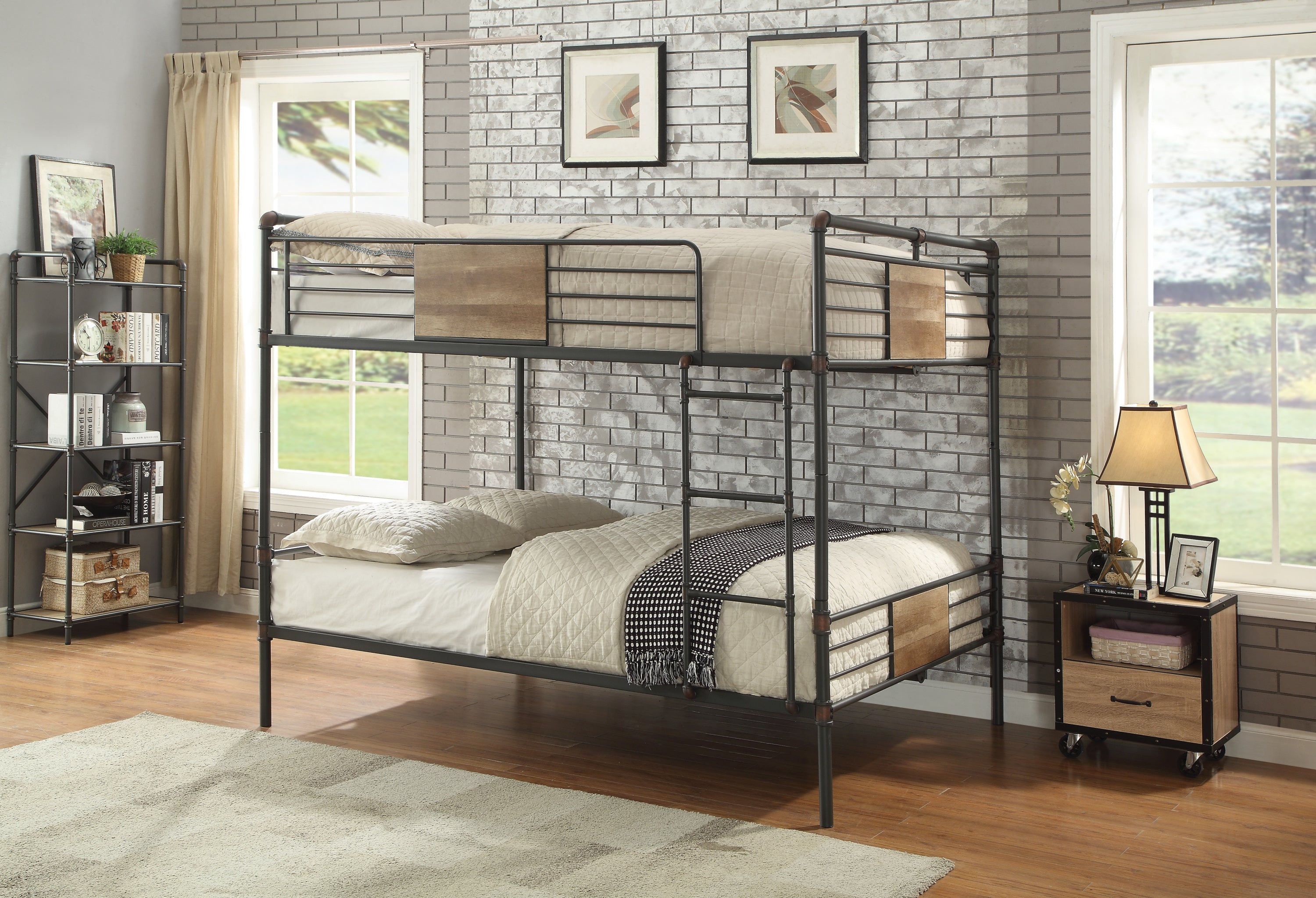 Brantley Sandy Black/Bronze Hand-Brushed Double Queen Bunk Bed