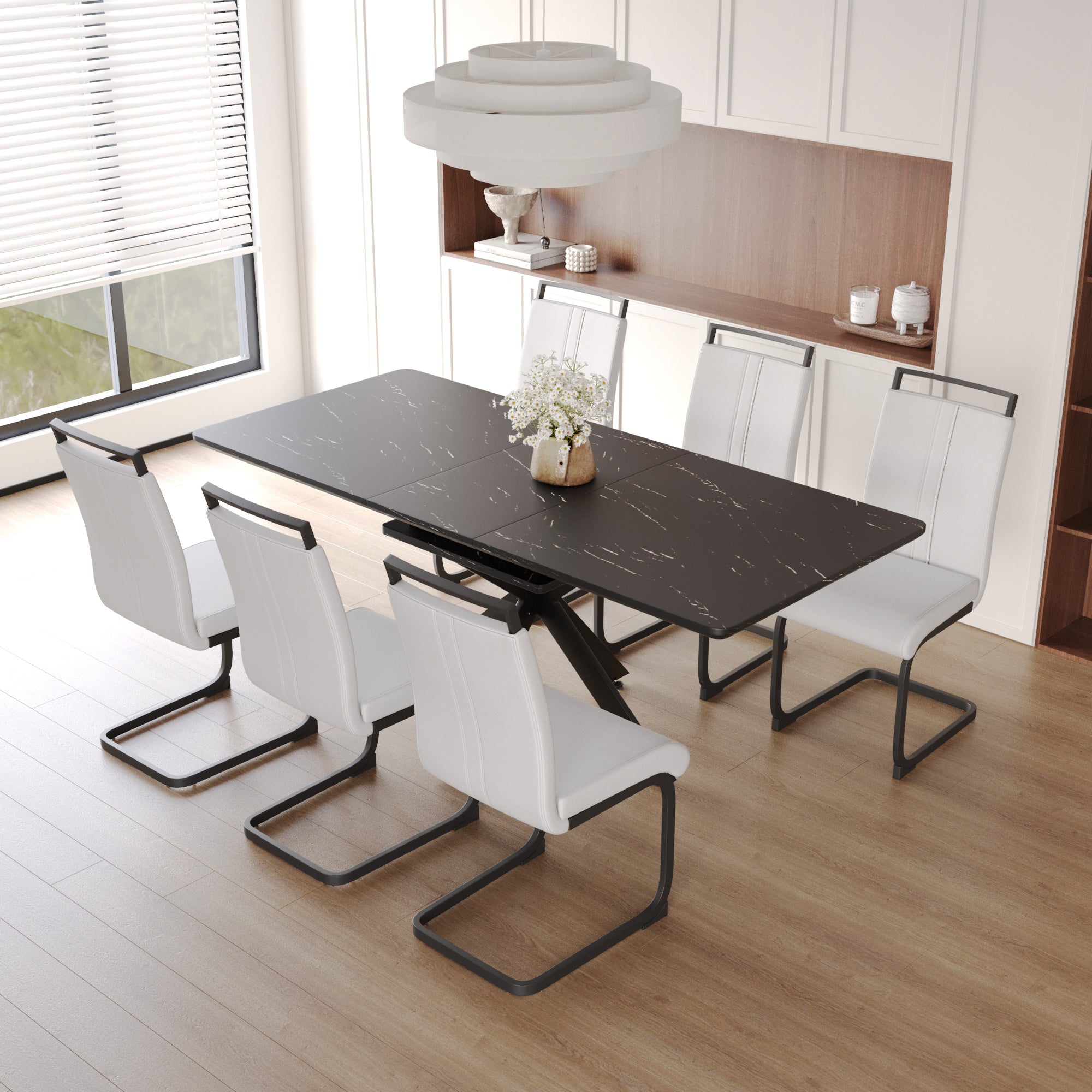 62" Extendable Dining Table Set for 6-8 People