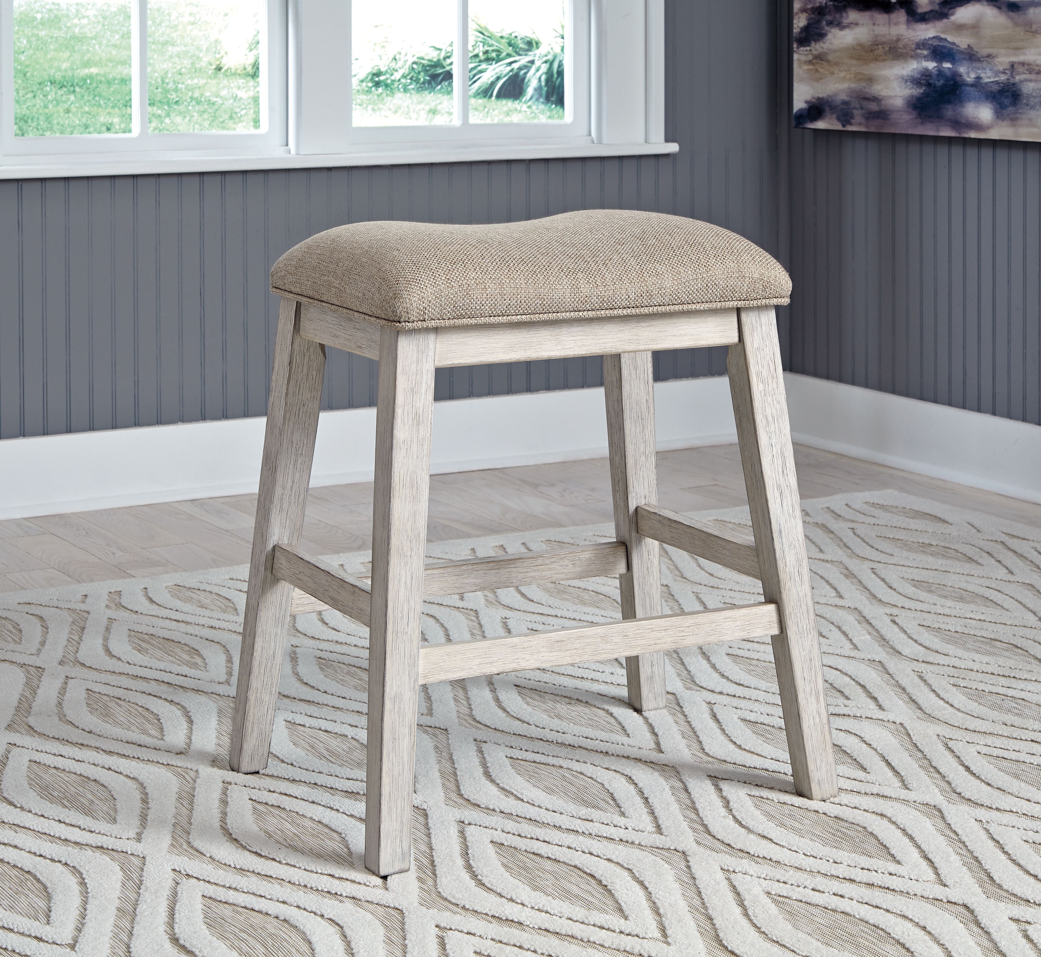 Skempton White Upholstered Stool (Set of 2) - Vanity Stool