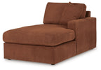 Rust-brown right-arm corner chaise with chaise seat and two back pillows