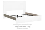 White king panel rails with black support brackets and hardware