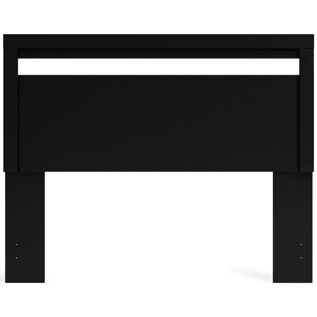 Black queen panel headboard with wide center panel and side support legs