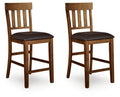 Ralene Medium Brown Upholstered Barstool (Set of 2) - Padded Faux Leather