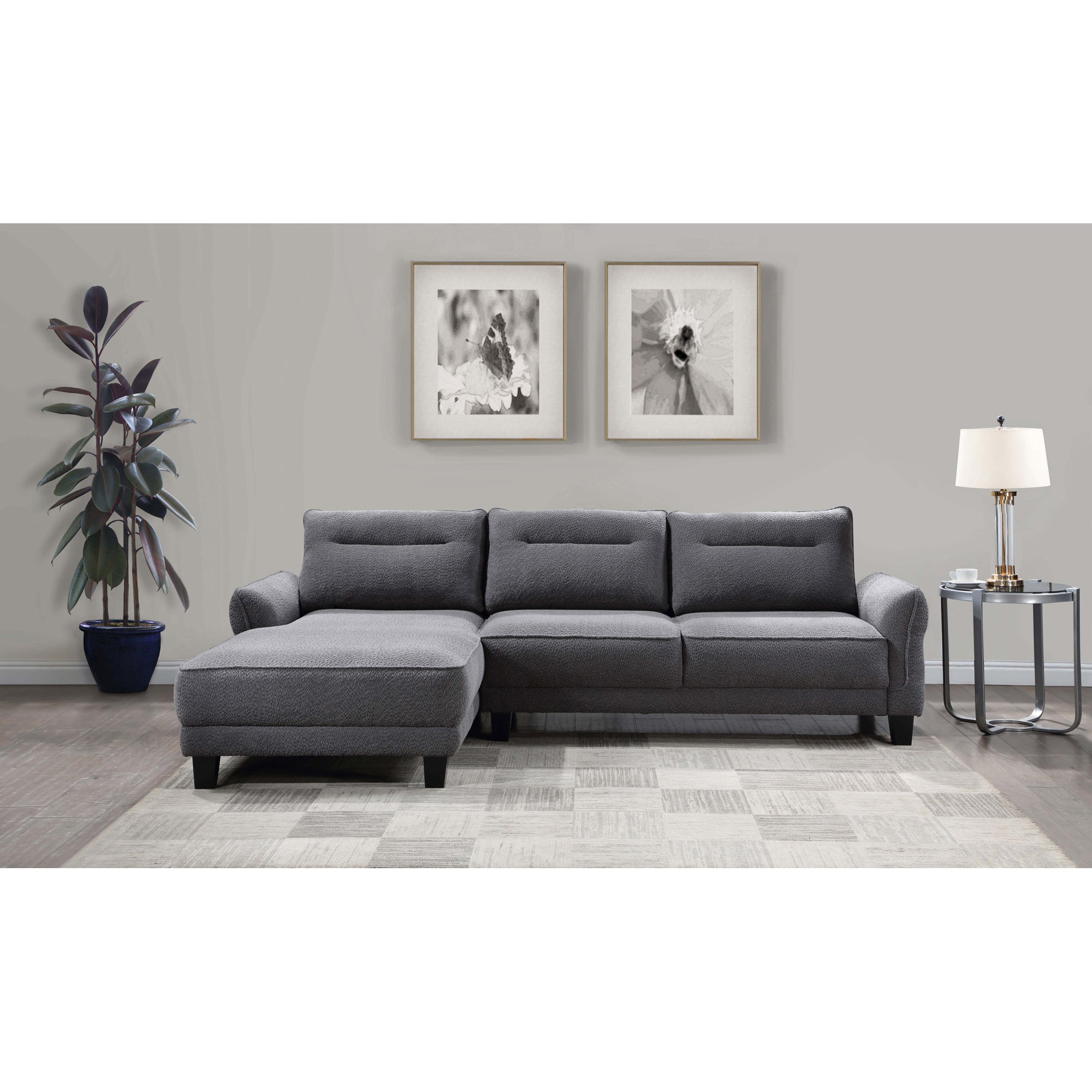 Verona Grey Loose Back Sectional Sofa - Modern Comfort