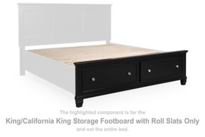 Lanolee - Black - King/California King Storage Footboard With Roll Slats