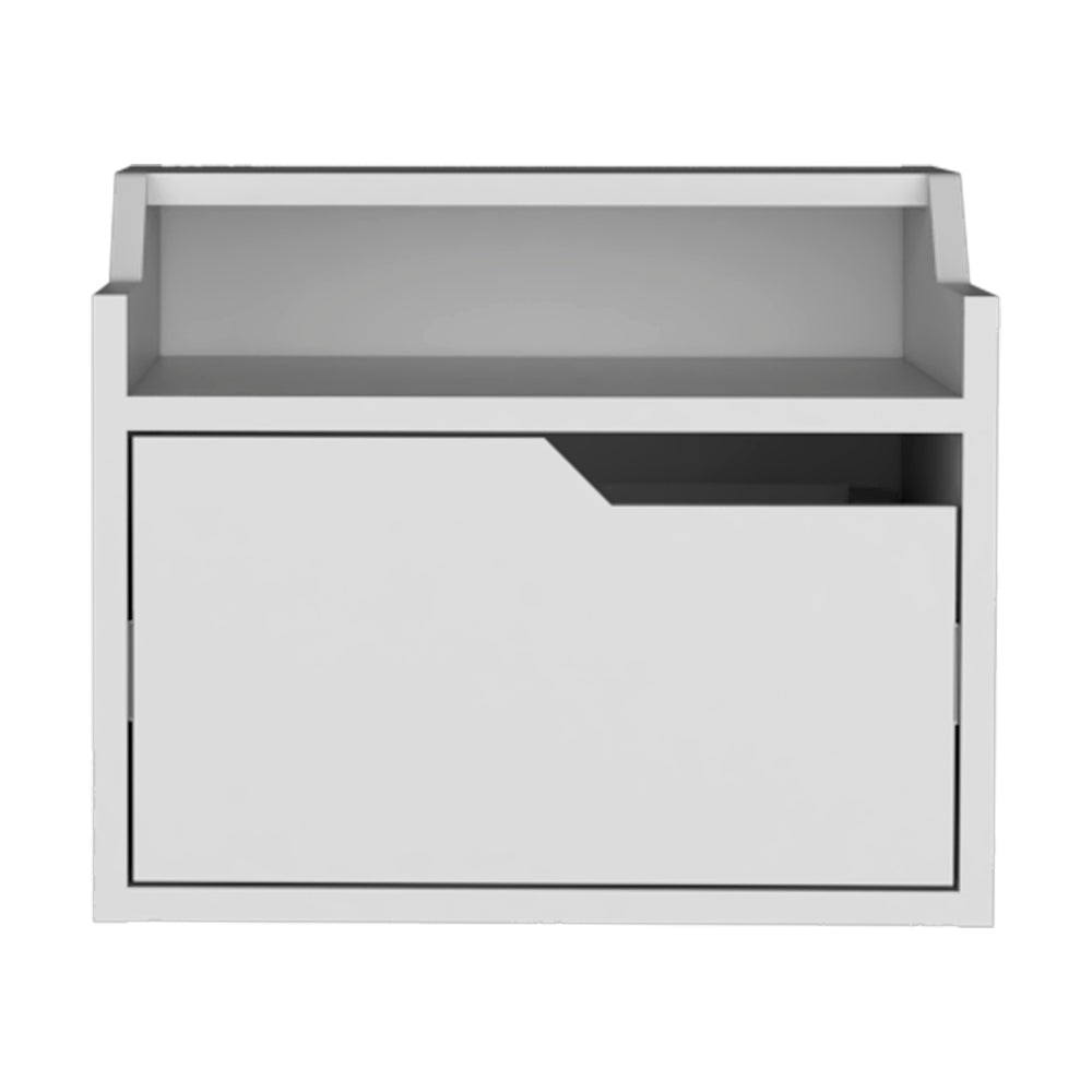 Chester Floating White Nightstand Bedroom Storage Solution
