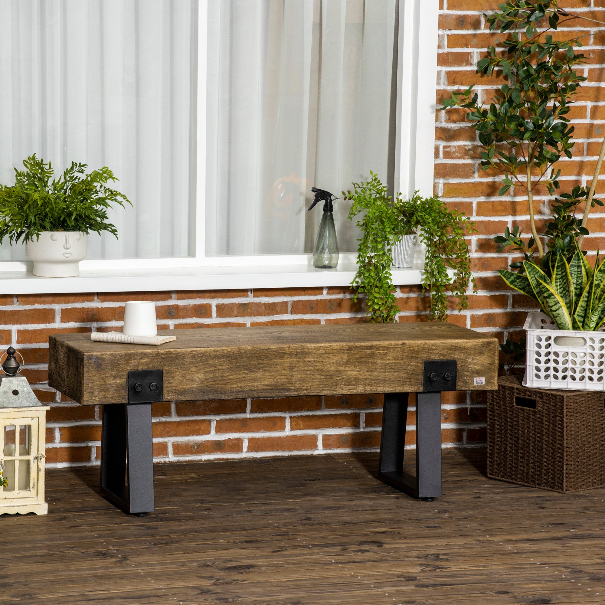 Rustic Garden Bench - Concrete & Metal