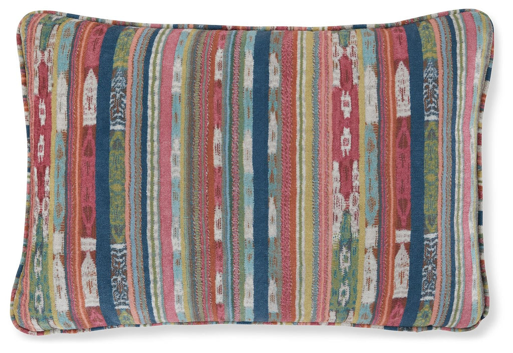 Orensburgh pillow with multicolor vertical stripe pattern and rounded edges